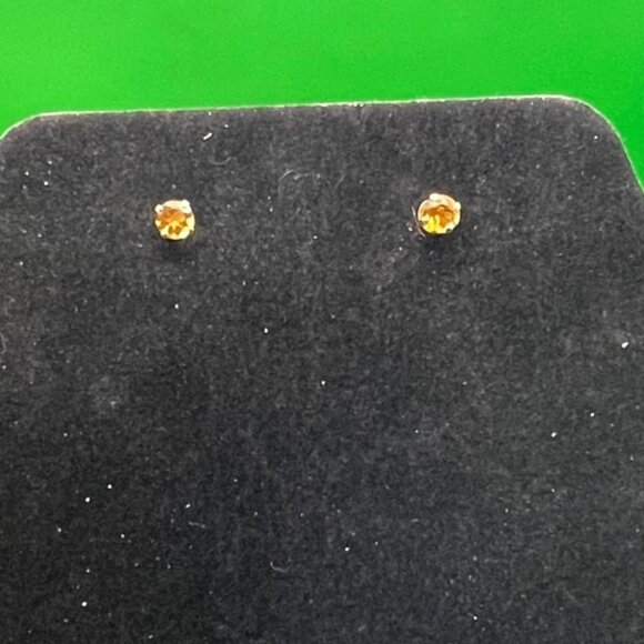 Estate 14K Gold Citrine Orange Stud Earrings Mexico Hallmarked Fine Jewelry VTG - Picture 1 of 10